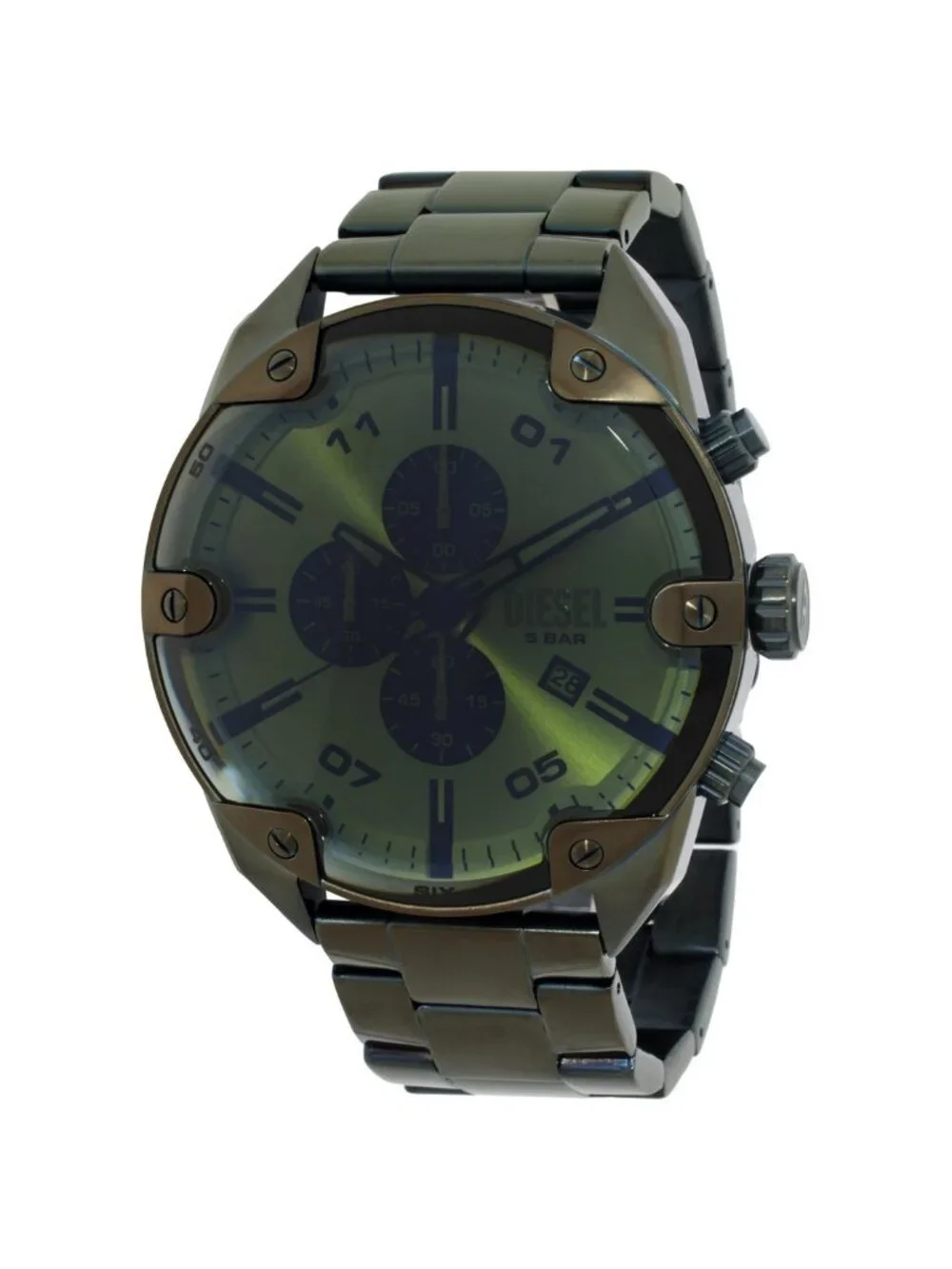 NWT Diesel Spiked Chronograph Quartz Green Dial Men's Watch